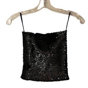 Vintage 80's Black Sequin Tube Top